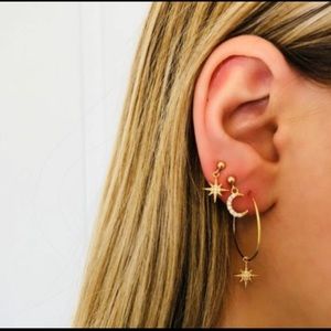 3/$30 Crystal Star MoonZinc Alloy Dangle Earrings